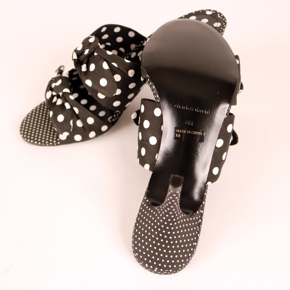 NIB Charles David Polka Dot Knotted Bow Heeled Sandals – Retro Glam Size 8 - Picture 4 of 7